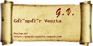Gáspár Veszta névjegykártya